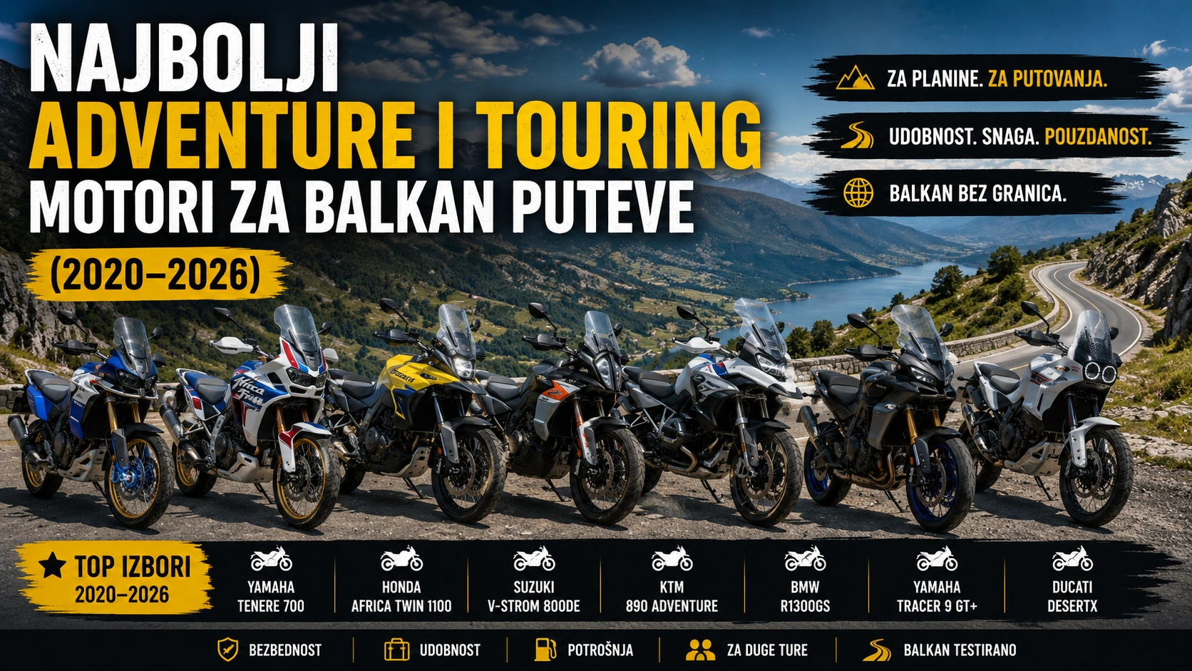 Najbolji adventure i touring motori za Balkan puteve (2020–2026)